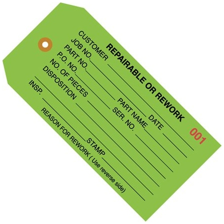 Bsc Preferred 4 3/4 x 2-3/8'' - ''RePairsable or Rework'' Inspection Tags, 1000PK BUY00029972